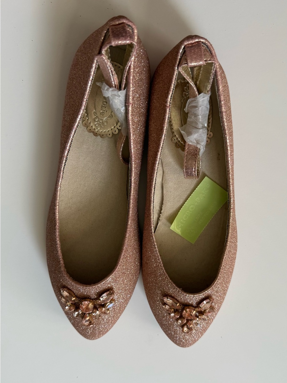 Joyfolie Girl Penny Glitter Flats Shoes in Blush size Y 2 youth 2